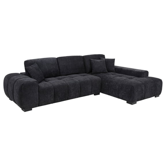 Octavia Upholstered Sectional Chaise Sofa Black