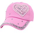 thumbnail image 3 of Gorra de béisbol de moda para mujer, gorra con forma de corazón de melocotón y perla para padres e hijos, gorra informal para el sol para niños, protector solar, 3 of 6