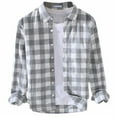 thumbnail image 4 of PEASKJP Shirts for Men Fashion Men Dress Casual Button Down Long Sleeves Shirt (Grey,XXL), 4 of 5