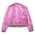 thumbnail image 4 of TiaoBug Girls Bronzing Baseball Jacket Long Sleeve Varsity Coat Jazz Hip Hop Dance Outerwear Pink 16, 4 of 7
