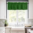 thumbnail image 3 of Christmas Cat Kitchen Curtains and Valances Set, Winter Xmas Santa Hat Green Background Rod Pocket Window Valance 18 Inch Window Curtain Panels for Living Room Bedroom Laundry, 27.5x24in, 3 Pieces, 3 of 7