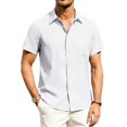 thumbnail image 2 of Hearthz Shirts for Men Short Sleeve Regular Fit Casual Button Down Shirt Summer Beach Holiday Shirt with Pocket (White,XXXL), 2 of 7