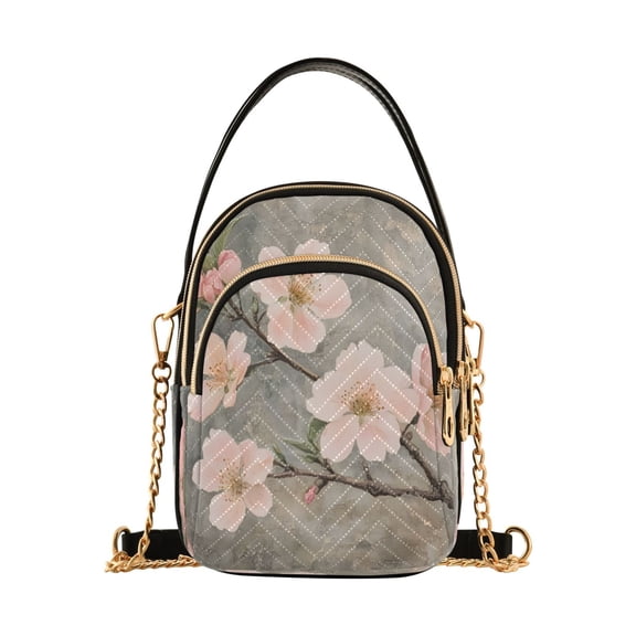 ALAZA Chain Crossbody Bags for Women Retro Cherry Flowers Blooming Shoulder Handbag Phone Purse