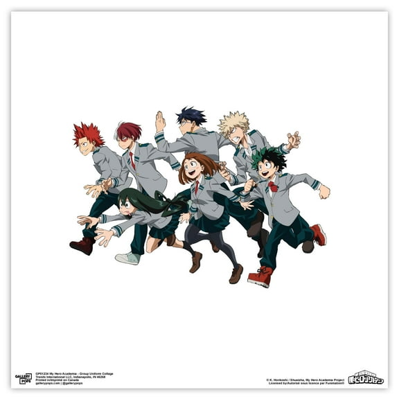Gallery Pops My Hero Academia - Group Uniform Collage Wall Art, Unframed Version, 12" x 12"