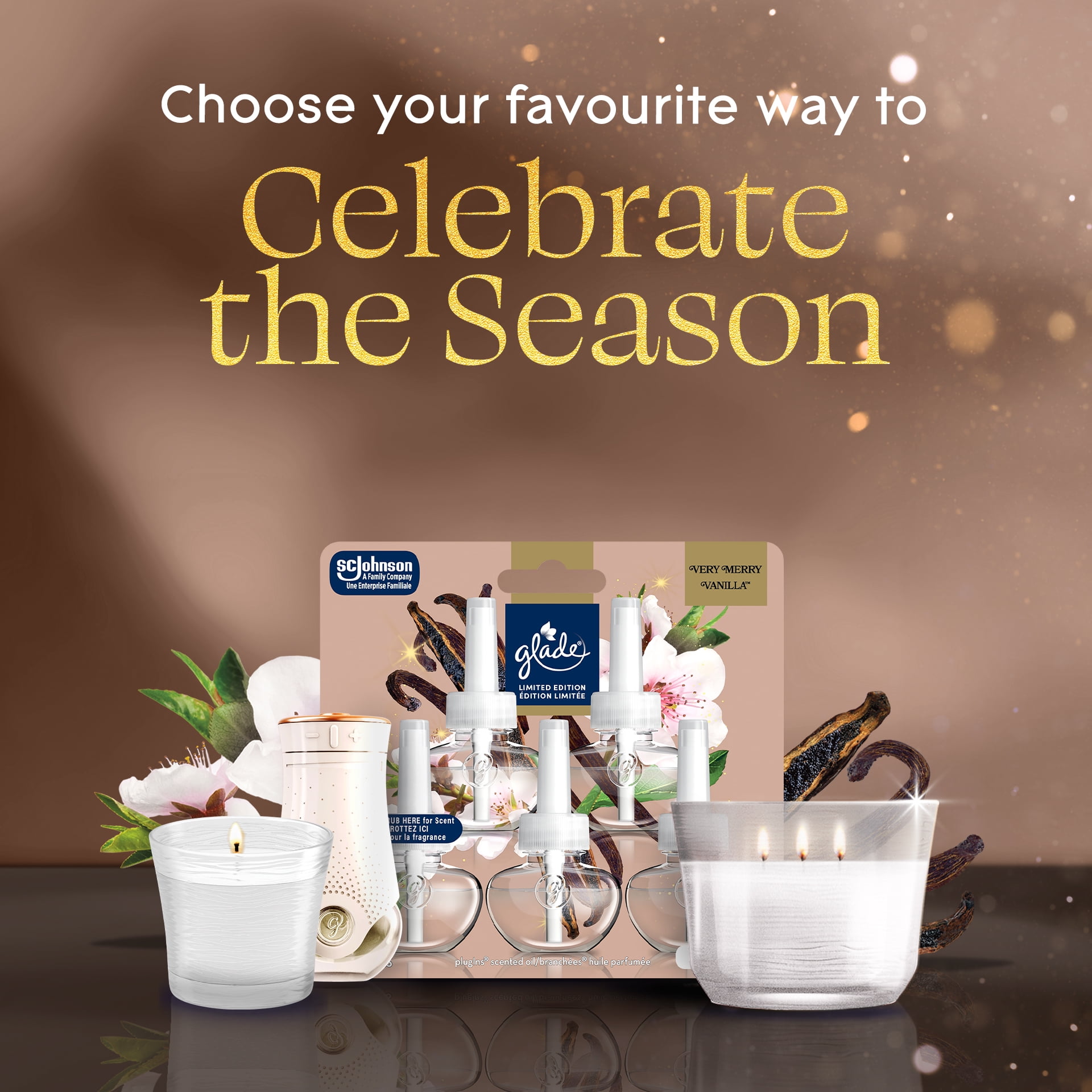 Glade Plugins® Air Freshener Oil Refill, Very Merry Vanilla™, Stocking Stuffer, 5 Refills