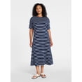 thumbnail image 2 of Time and Tru Women's Seamed Cotton Midi Dress, Sizes XS-XXXL, 2 of 7