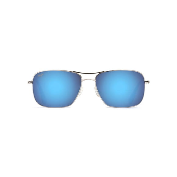 Maui Jim Men's and Women's Wiki Wiki Polarized Aviator Sunglasses, Silver/Blue Hawaii, Medium