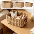 thumbnail image 3 of Storage Basket,Wicker Shelf Cube Storage Baskets,Woven Rope Storage Basket,Wicker Storage Basket,Natural Paper Rope Organizer Basket Decorative Wicker Basket For Bathroom Bedroom(10×5.5 Inch), 3 of 7