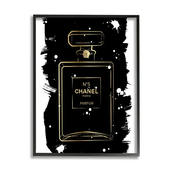 Stupell Industries Black Glam Perfume Beauty & Fashion Painting Black Framed Art Print Wall Art, 11 x 14