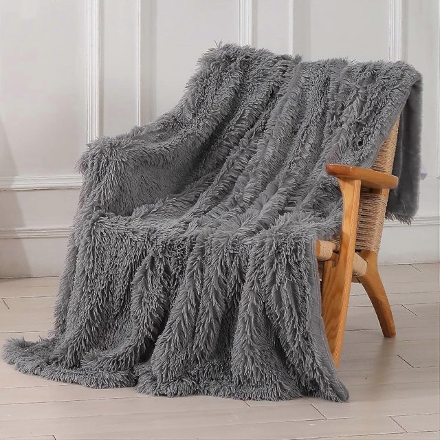 Manta decorativa extra suave ZHAOCHENG de piel sintética difusa 130 x 160 cm gris oscuro