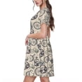 thumbnail image 2 of Naloa Compass And Mountains In Bicycle Wheels Print Womens Summer A-Line Dress with Pockets,Short Sleeve Dresses,Flowy Beach Swing Dress for Vacation Travel, 2 of 6