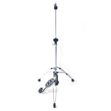 High Cymbal - Glarry Professional Pedal Control Style Drum High Hat Cymbal Stand with Pedal Silver & Black