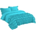 thumbnail image 4 of DNG Creations 3 Piece Vintage Ruffle Duvet Cover 100% Egyptian Cotton, 800 Threads Count - With Zipper & Corner Ties ( Full/Queen - Solid Turquoise Blue ), 4 of 7