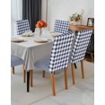 thumbnail image 3 of Stretch Chair Covers Set of 6, Navy Blue and White Grid Universal Fit Elastic Decorative Dining Chairs Slipcovers for Wedding, Banquet, Pastoral Farm Theme, 3 of 6