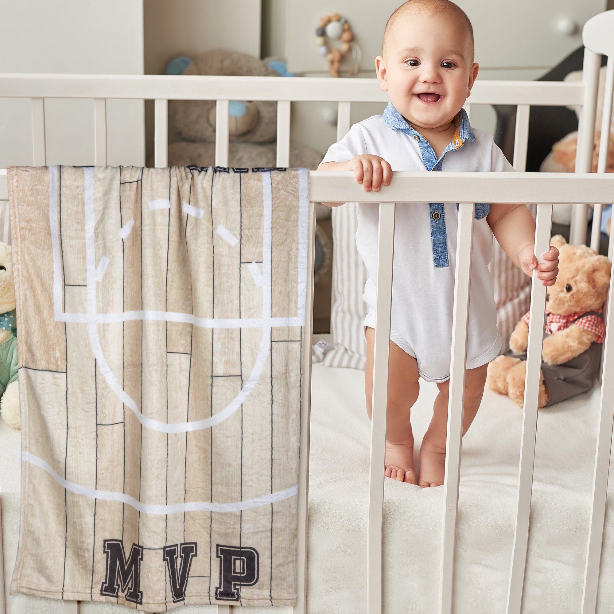 Baby Monthly Milestone Blanket Boy / Girl | Basketball Theme | Includes Frame and Bib | Large 47"x40" | Personalized Baby Swaddle?