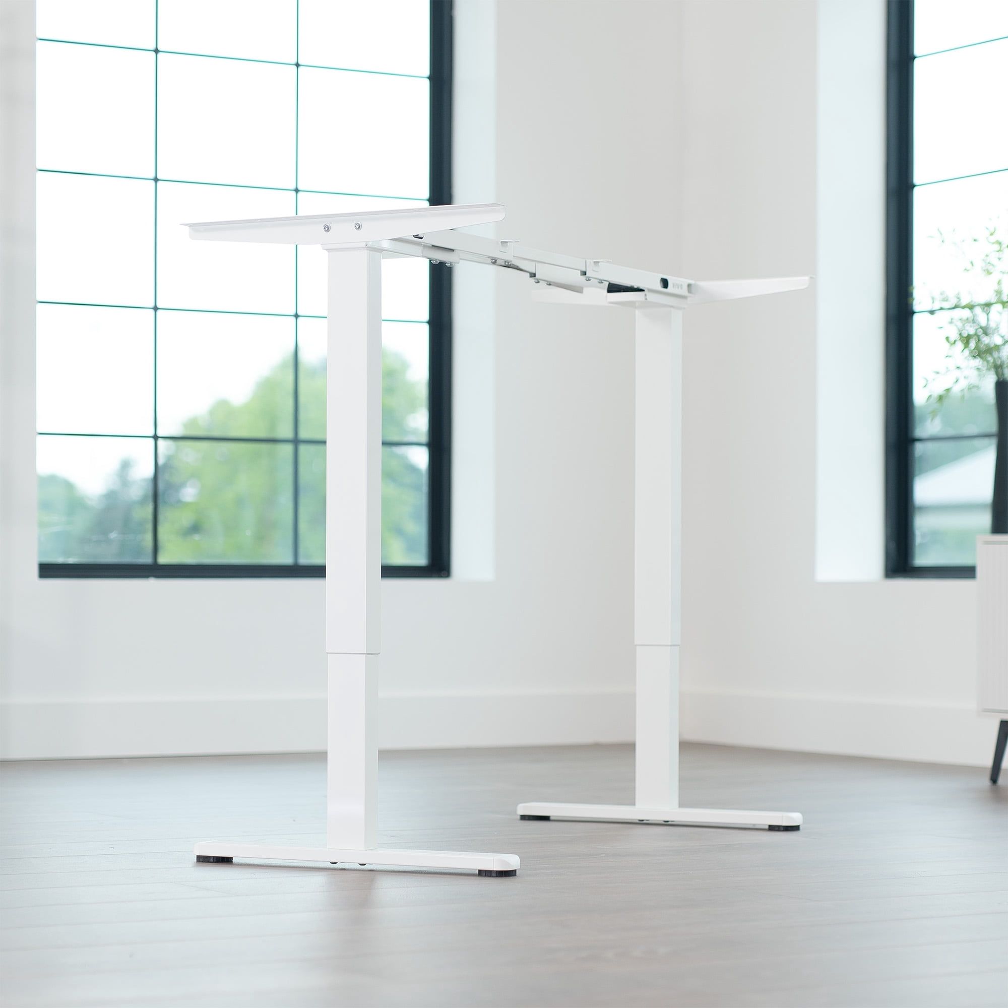 VIVO White Electric Dual Motor Standing Desk Frame, Height Adjustable Legs