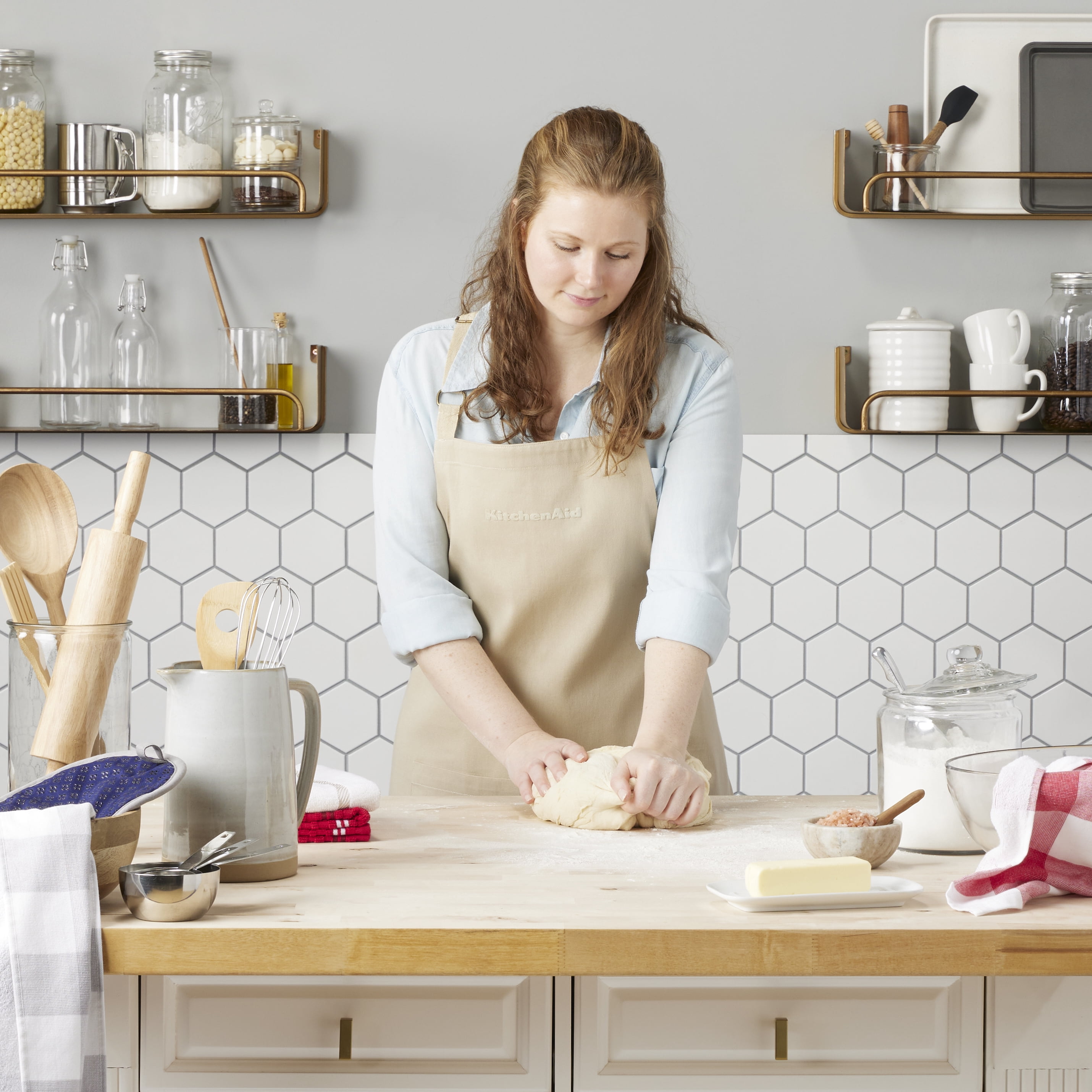KitchenAid Solid Apron Single Pack, Milkshake Tan, 32"x28"
