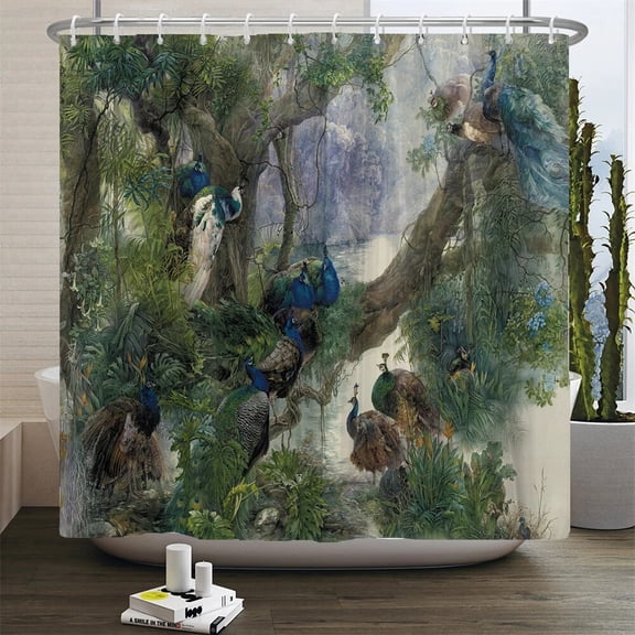 3D Flowers Birds Peacocks pattern Printed Fabric Shower Curtains Bathroom Curtain Bath Screen Waterproof Home Decor with