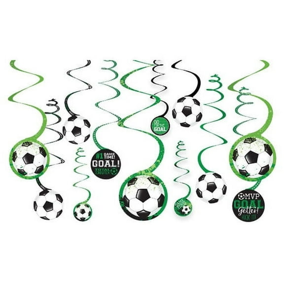 Soccer 'Goal Getter' Hanging Swirl Decorations (12pc)