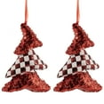 thumbnail image 3 of Northlight Sequined and Checkered Tree Christmas Ornaments - 5" - Red - Set of 2, 3 of 6