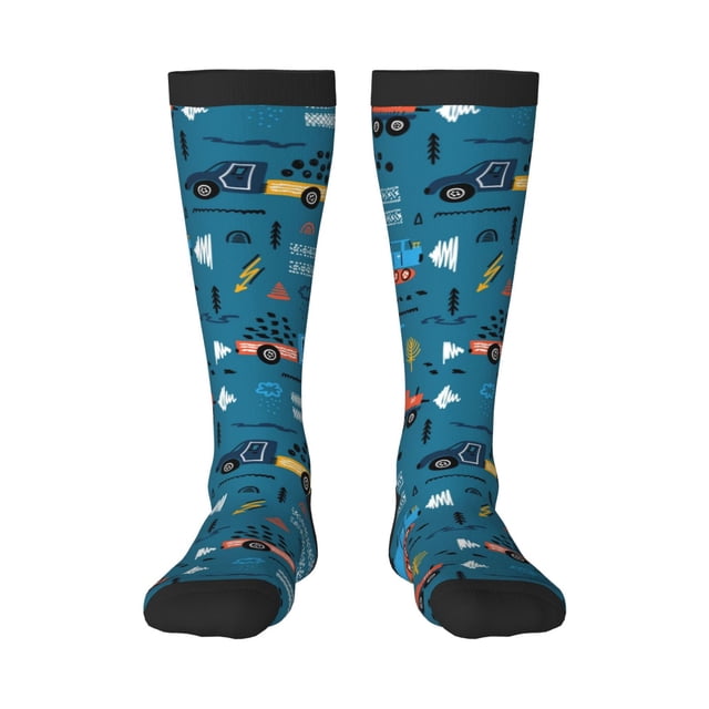 Fotbe Construction Trucks Calcetas Divertidas Estampadas para Hombre y Mujer, Calcetas de Algodón hasta la Rodilla para Caminar, Correr, Enfermería y Embarazo