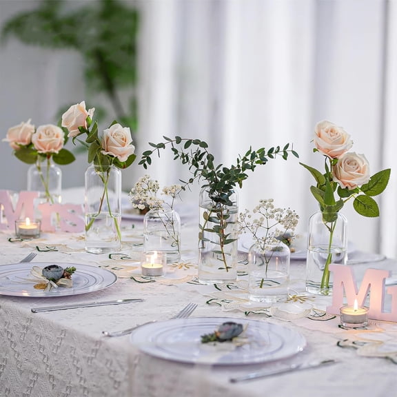 Glass Bud Vases for Flowers - Blown Modern Small Glass Vases for Centerpieces Set of 12, Mini Clear Bulk Flower Vases for Wedding Party Events Home Dr Floral Arrangement