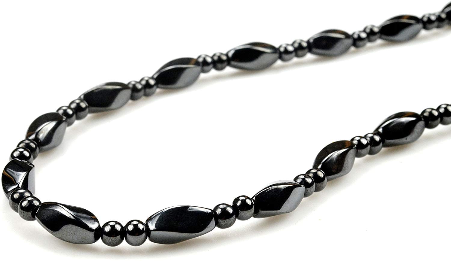 Healing Crystal Hematite Necklace for Men, Women, Stylish Twist Beaded