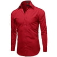 thumbnail image 2 of Omega Italy Men's Long Sleeve Dress Shirt Solid Color Regular Fit 25 Colors, 2 of 5
