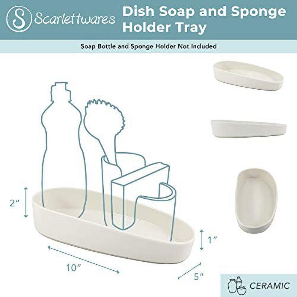 Scarlettwares Ceramic Dish Soap And Sponge Holder Tray Kitchen Tray