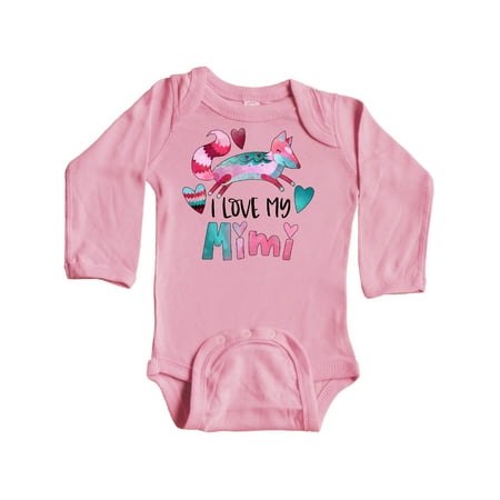 

Inktastic I Love My Mimi Pink and Blue Fox with Hearts Gift Baby Boy or Baby Girl Long Sleeve Bodysuit