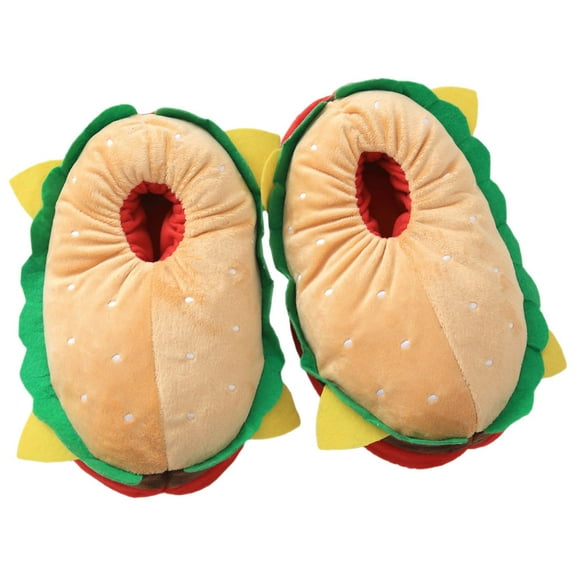 1 Pair Burger Slippers Warm Indoor Home Slippers Soft Cotton Winter Slippers for Men and Women Adults Cozy Novelty Footwear