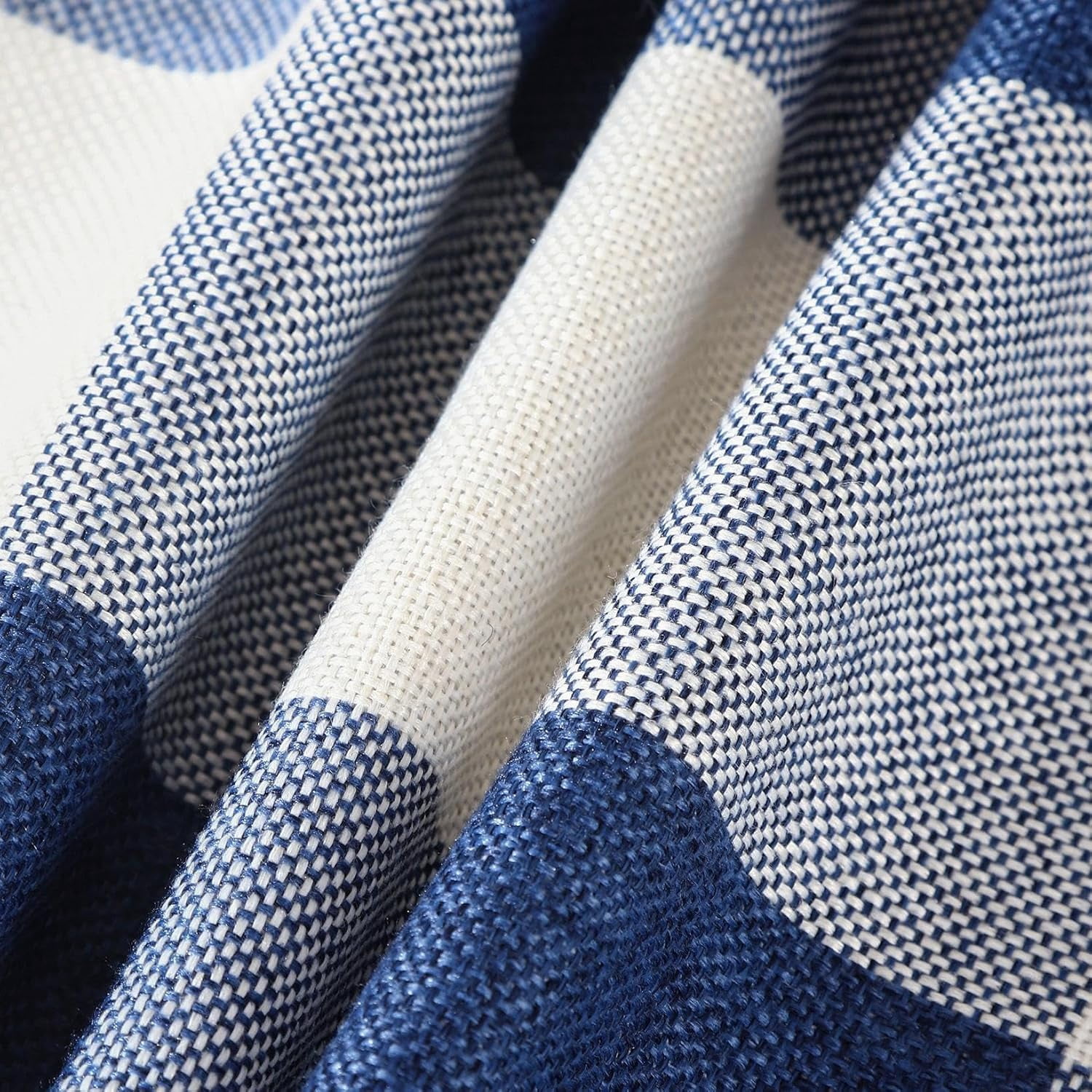 Navy Blue and White 20x20 Outdoor Throw Pillow Covers Set of 2 Buffalo Plaid Farmhouse Pillow Covers 20 x 20 Inches, Boho Plaid Decor for Outdoor Patio and Yard