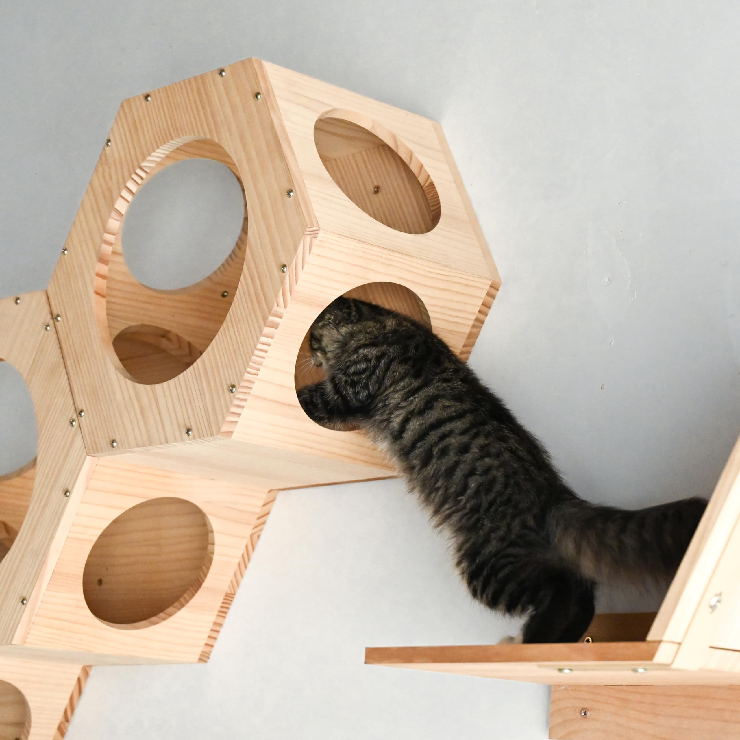 Cat Wall Shelves And Furniture Set With 3 Hexagon 4 Z-shaped Jump Platform (e)