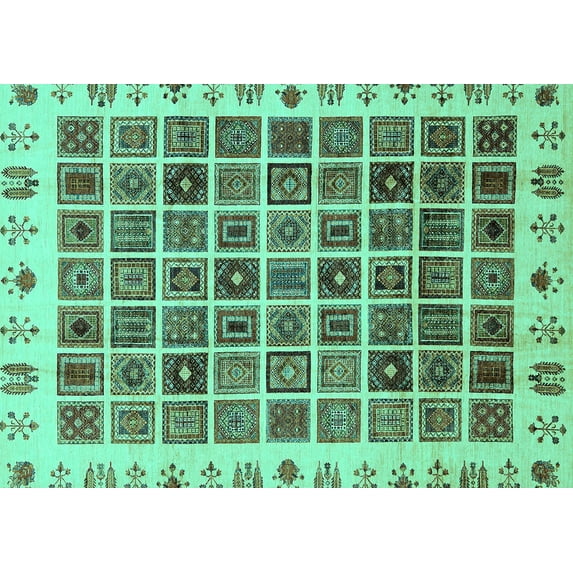 Ahgly Company Indoor Rectangle Abstract Turquoise Blue Modern Area Rugs, 7' x 10'