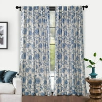 DriftAway Freda Jacobean Floral Linen Blend Lined Thermal Insulated Blackout Room Darkening Back Tabs Window Curtains 84"L x 52"W