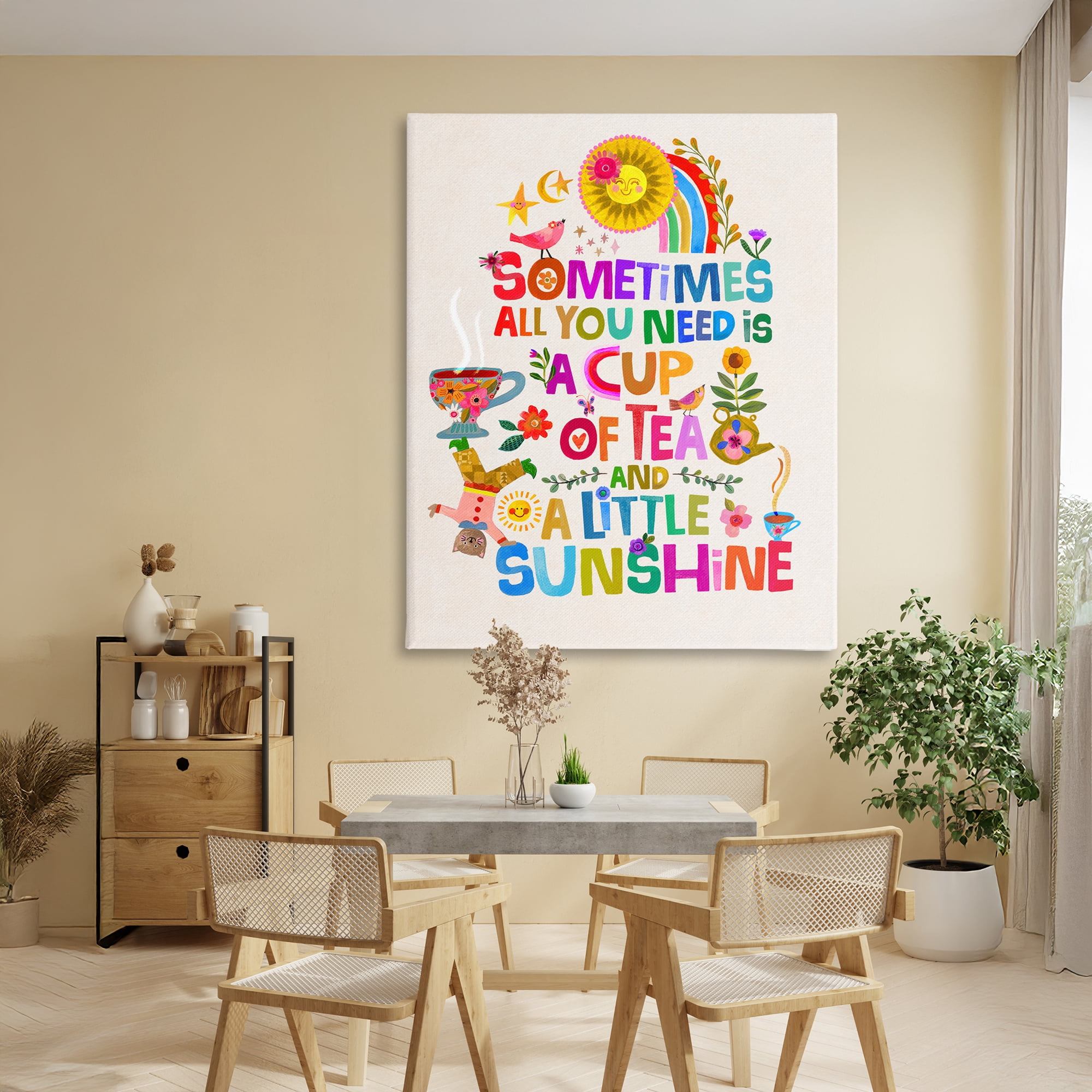Stupell Industries Cup Of Tea & Sunshine Canvas Wall Art, design by Katherine Herrell Studio