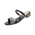 thumbnail image 3 of Avtoify Summer Middle Heels Shoes Women Fashionable Casual Outerwear Versatile Plus Size Solid Color Rhinestones Round Toe Open Toe Low Heels, 3 of 9