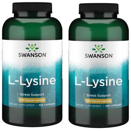 Swanson L-Lysine - Free Form 500 mg 300 Caps 2 Pack