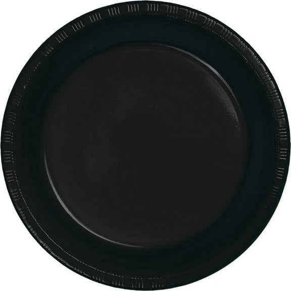 240 Count Bulk Pack Black Velvet Plastic Banquet Plates 10.25 inch