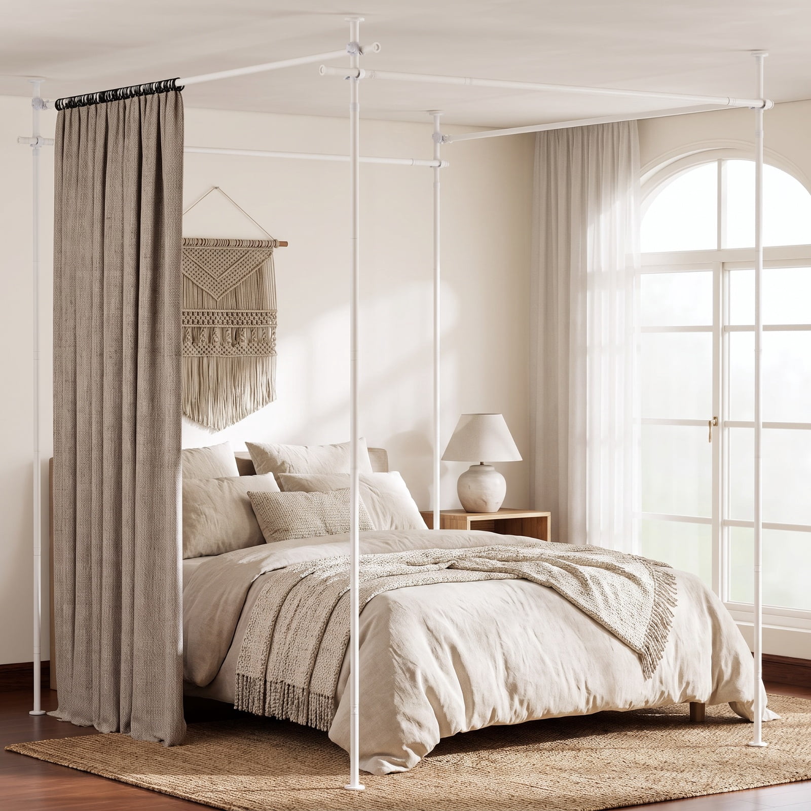 Vebreda Room Divider Curtain Rod with Adjustable Floor to Ceiling Tension Rod, NOTE, Drill-Free Setup, Flexible Sizing, Heavy-Duty Support