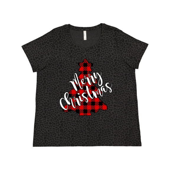 Inktastic Red Buffalo Plaid Christmas Tree Women's Plus Size T-Shirt