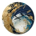 thumbnail image 2 of Designart "Strokes in Dark Blue and Gold VI" Abstract Oversized Wall Clock, 2 of 5
