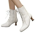 thumbnail image 4 of Mostsola Womens Ankle Boots Vintage Victorian Kitten Heels Sexy Dressy Lace up Short Booties, 4 of 7