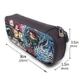 thumbnail image 3 of Demon Tanjiro Kamado Pencil Case Leather Holder Office Buggy Pouch Zipper Pen Stationery Bags, 3 of 6
