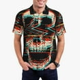 thumbnail image 3 of Rocae Glitch Screaming Skull for Men's Short Sleeve Polo Shirt, Quick Drying Performance Moisture Wicking Sports Men's Golf Shirt Large, 3 of 9