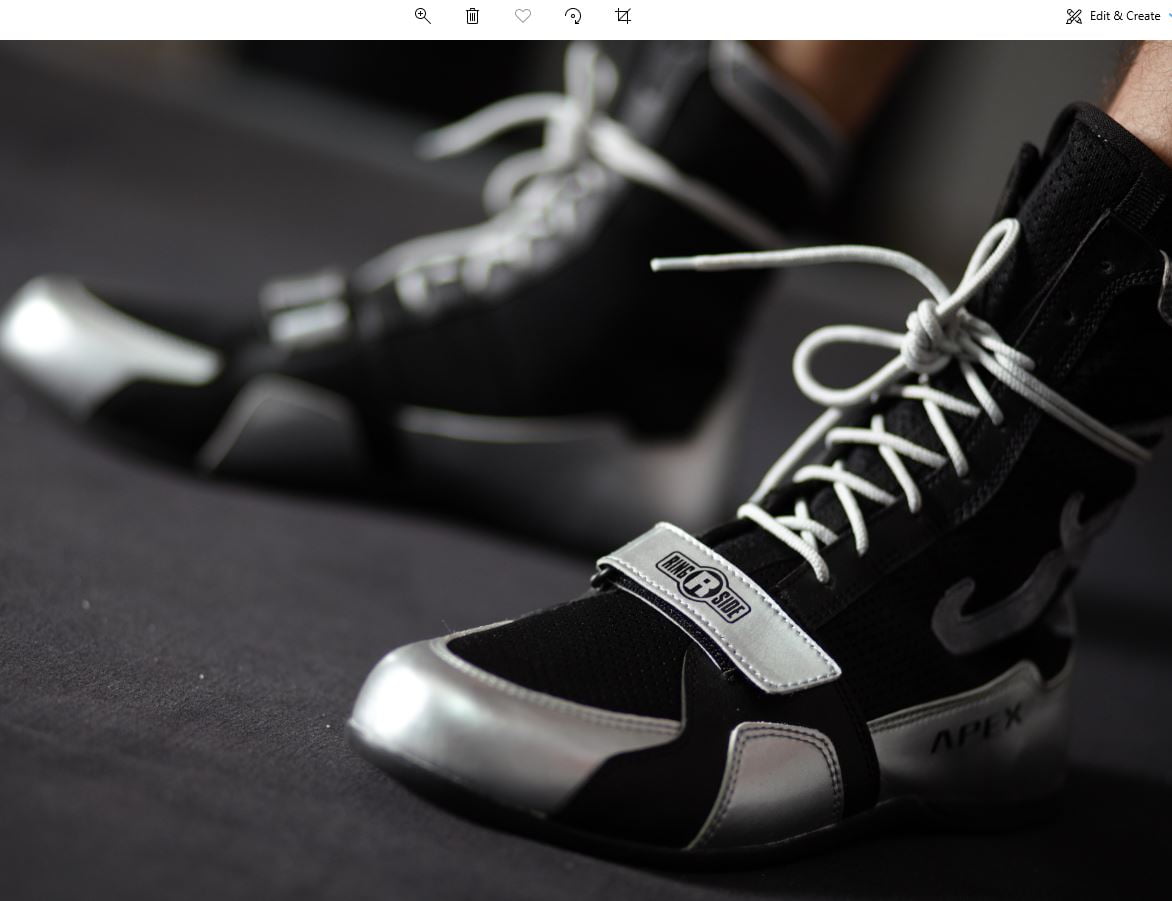 Ringside Apex Elite Boxing Shoes, Black/Silver, Size 10
