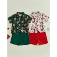 thumbnail image 3 of Todlder Kids Little Boy Christmas Clothing Set 12 18 24 Months 2T 3T 4T 5T Santa Button-up Short Sleeve Lapel Neck Shirt Tops Shorts Outfit, 3 of 9
