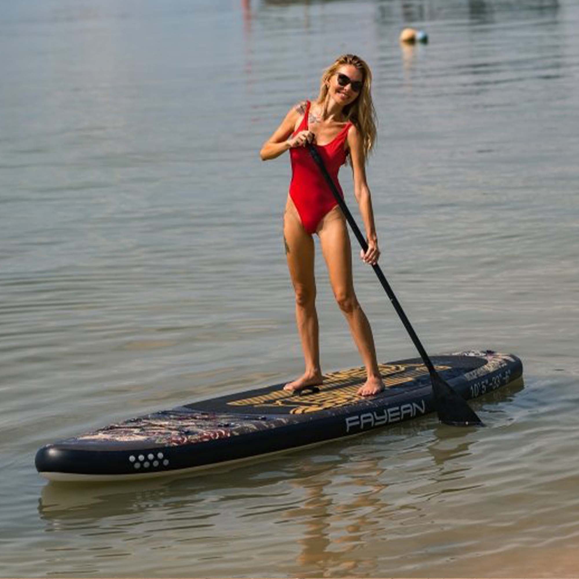 Paddle Board, 10'6" Inflatable Stand Up Paddle Board with Durable SUP Accessories, Stable Non-Slip Deck, Safety Leash Waterproof Bag for Surfing, Travel, Outdoor Enthusiasts