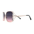 thumbnail image 3 of Womens Metal Rim Rectangle Oversize Butterfly Designer Sunglasses Gold Black Pink, 3 of 4