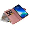 thumbnail image 4 of Wallet Case for iPhone 16 Plus, Magnetic Zipper Pouch Premium PU Leather with Kickstand Wallet Flip Shockproof Phone Case Wrist Strap Card Slots Holder Pocket iPhone 16 Plus,
Pink, 4 of 11
